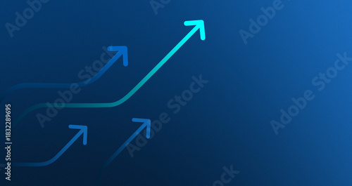 Fotografía Up arrows on blue background for composition, business growth concept