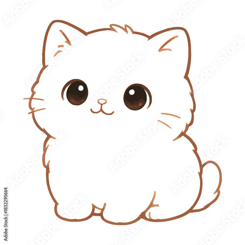 cute little cat on white background