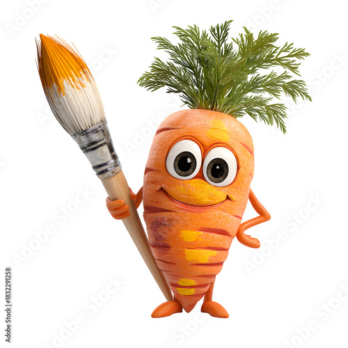 Artistic Carrot Character isolated on white background