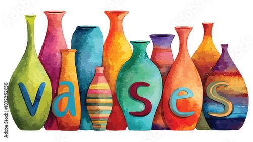 Elegant Vases Collection with 'Vases' Words � Stylish Home Decor Display