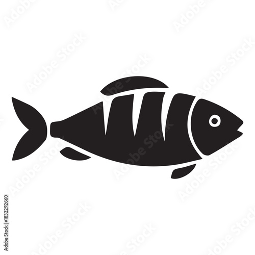 Whole Fish with Slices/Score Marks - Silhouette Icon
