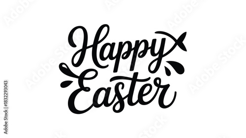 Elegant black script typography wishing happy easter holiday celebration greeting