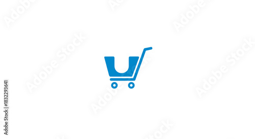 Modern smartphone displaying a blue shopping cart icon symbolizing convenient online retail and mobile e-commerce technology illustration