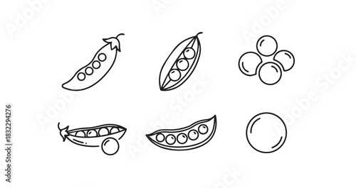 Snow Peas icon 6 pec set black line art