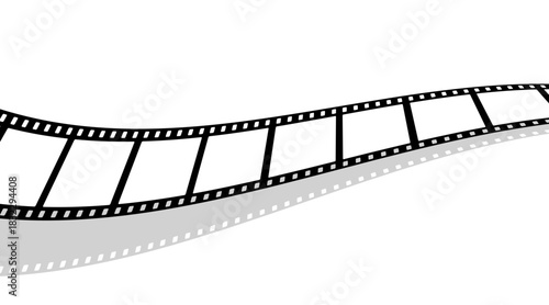 Film strip background with retro photo and cinema frames. Movie reel or video strip roll design. Vector illustration for media, film, and photography projects.