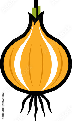 Fresh onion with green shoots and roots on white background copy space