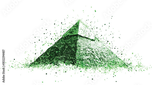 Green Pyramid with Particles Vector Illustration for Graphic Design Projects