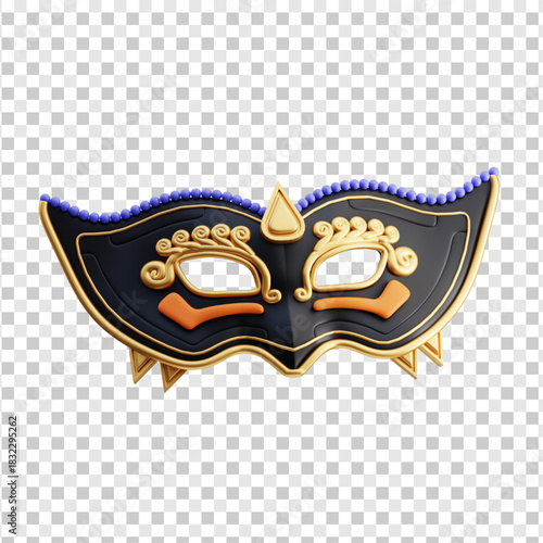 3D Masquerade Mask PNG • Elegant Carnival Mask • Luxury Party Costume Accessory • Realistic Decorative Mask Design