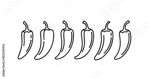 Anaheim Pepper icon 6 pec set black line art