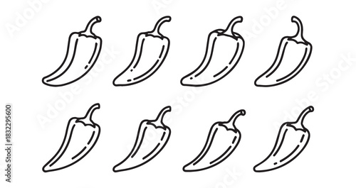 Anaheim Pepper icon 6 pec set black line art
