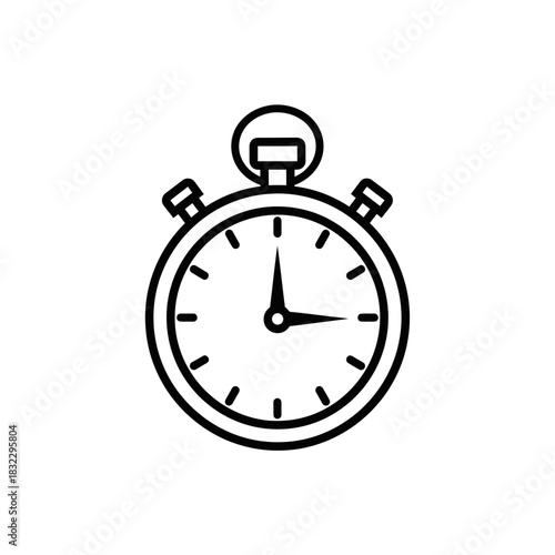Stopwatch icon in minimalistic design with black outline  