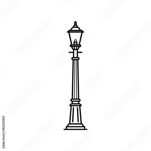 Vintage street lamp illustration on a white background  
