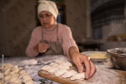 Grandma is making dumplings