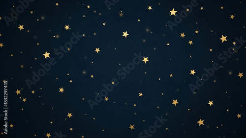 Glimmering gold stars on a deep blue background, creating a celestial ambiance.