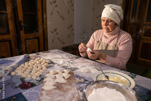 Grandma is making dumplings