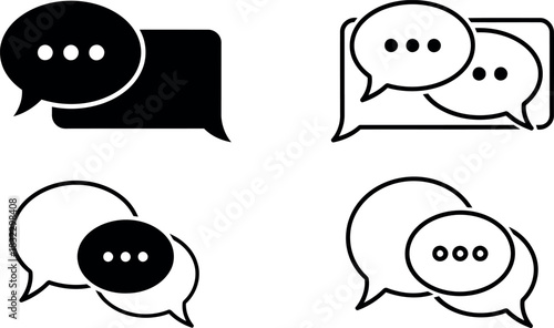 Speech bubble icons with dots isolated on transparent background