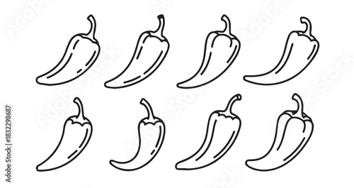 Anaheim Pepper icon 6 pec set black line art