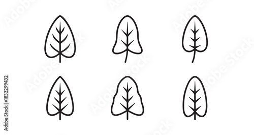 Sorrel icon 6 pec set black line art