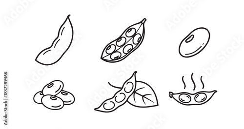 Snow Peas icon 6 pec set black line art
