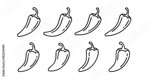Anaheim Pepper icon 6 pec set black line art