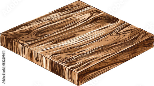 Elegant Wooden Table with Natural Wood Grain Pattern - Vector Illustration