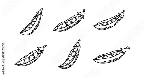 Snow Peas icon 6 pec set black line art