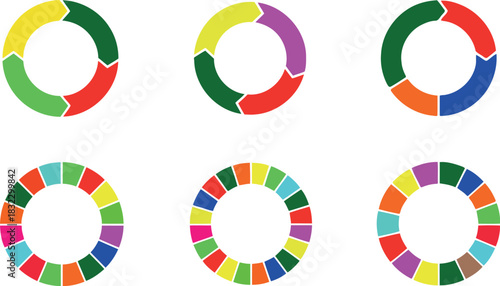Colorful circular arrow diagrams for business and education