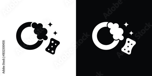 Washing dishes icons symbol illustration. Vector graphics