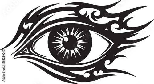 Tribal eye vector illustration for tattoo design and abstract graphic art concept