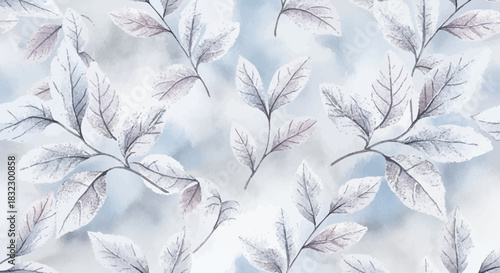 Elegant frosty leaf pattern creates a magical winter mood for your designs, ideal for holiday cards, wrapping paper, and seasonal backgrounds