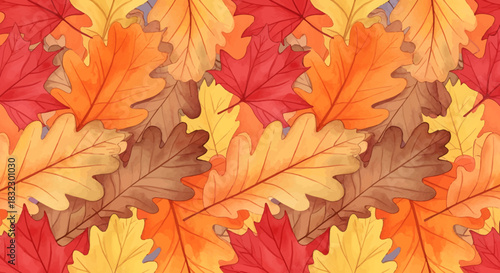 Fall's vibrant tapestry of leaves, a warm watercolor embrace perfect for seasonal designs and creative autumn projects, bringing nature's beauty indoors