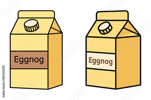 set of vector illustration of small milk-style carton of eggnog