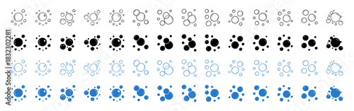 Bubble soap water icons vector clean glossy sparkle set on transparent background