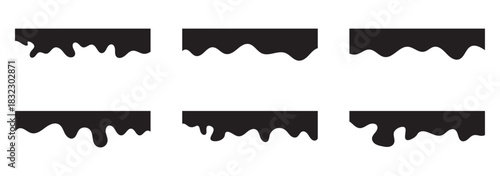 Blue separator header vector set. Section divider shapes for website or web page. Modern bottom or top border, wave headline design elements. Footers with curve lines, drops, drips on white background