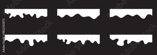 Blue separator header vector set. Section divider shapes for website or web page. Modern bottom or top border, wave headline design elements. Footers with curve lines, drops, drips on white background