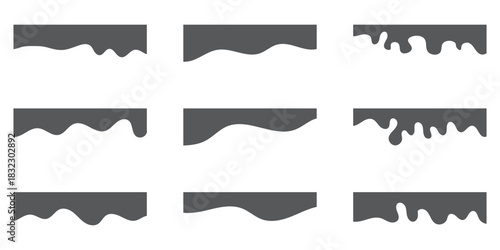 Collection of dividers shape templates. Modern separator header for website and app. Curve lines, wave collection of abstract design element for top and bottom page web site. 