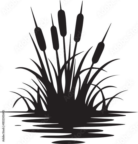 Nature & Environment Black Vector: Aquatic Plants