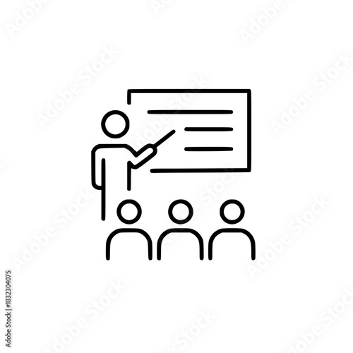 Presenter teaching audience at a lecture or seminar
