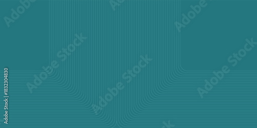 Teal background with teal color and white linear patterns. Modern, abstract background with smooth texture and teal hue. Geometric gradient background with blank space.