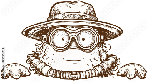 Whimsical Cartoon Character with Fun Hat Saying 'Snork' - Vibrant Illustration Design