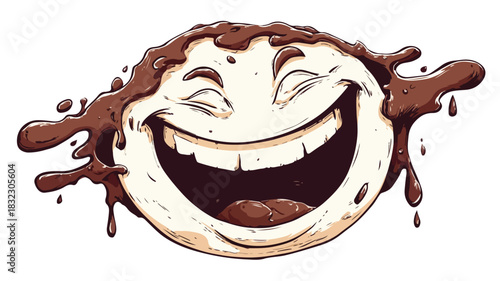 Cartoon Face with Chocolate Covered Face and Big Smile