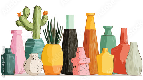 Colorful Vases with Cactus - Stylish Home Decor Inspiration