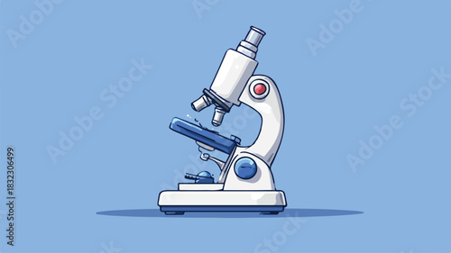 Microscope Drawing on Blue Background with Picture Frame