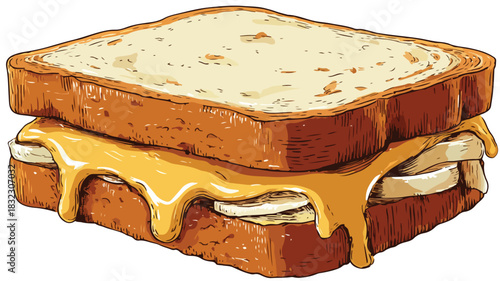 Delicious Sandwich with Cheese and Onions Vector Illustration for Food Lovers