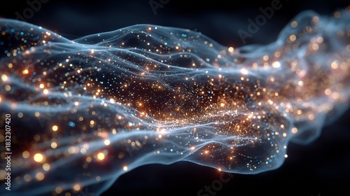 Abstract light wave background with glowing particles for wallpaper design art