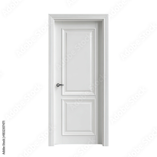 Wallpaper Mural Simple white two-panel door with silver handle on a black background Torontodigital.ca