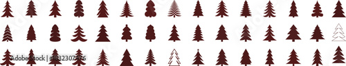 Massive Collection of Christmas Tree Silhouettes Vector Set: Different Holiday Spruce, Fir, Pine Icons, Minimalist Xmas Tree Shapes and Abstract Evergreen Conifer Symbols AI Generative