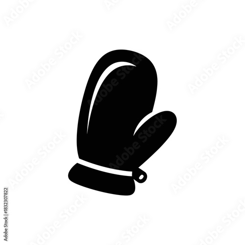 Simple black silhouette of a mitten glove icon