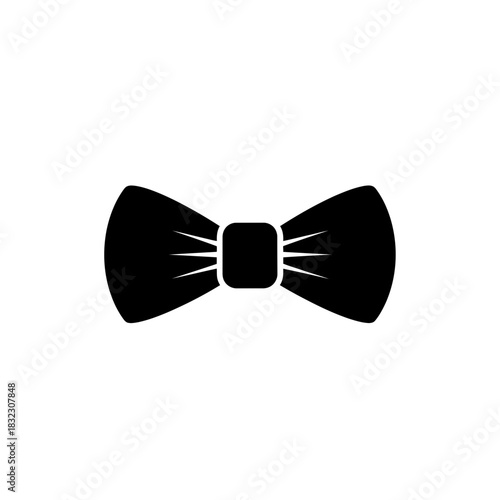 Filled black bow tie icon for formal wear design