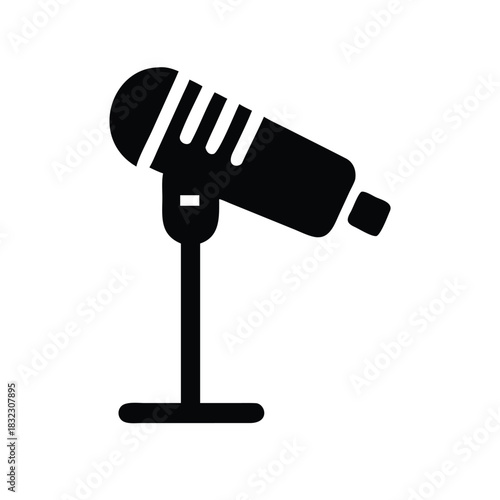 Microphone Icon Public Speaking Podcast Interview and Audio Recording Vector Illustration